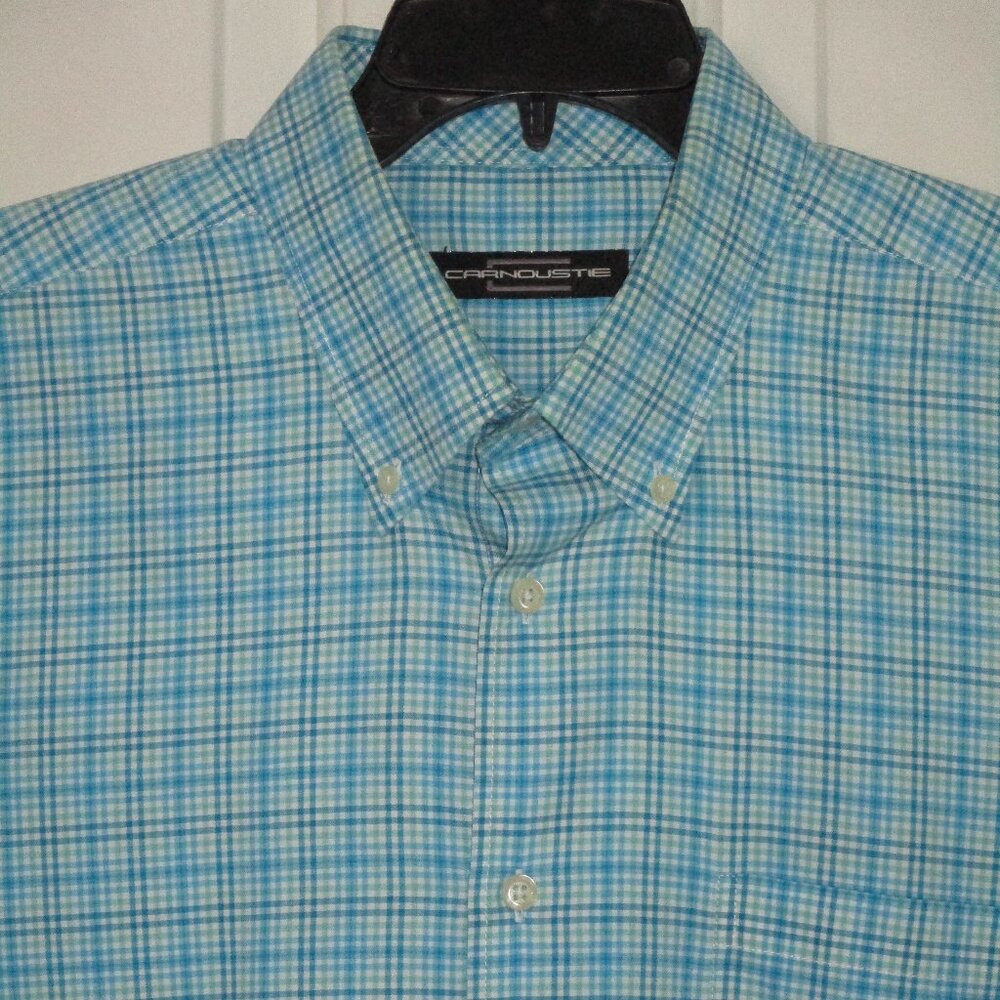 Carnoustie Mens L/S Aqua Cotton Button-down Dress Shirt NWOT - Size 17/35 or XL